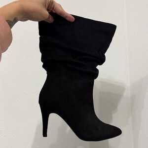 Fashion To Figure Ruched Black Suede boots size 9 NWT!
